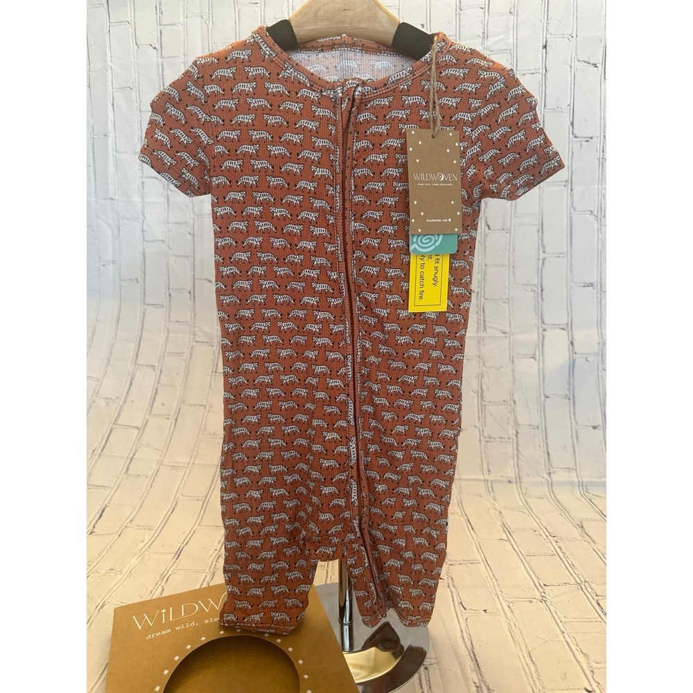 *NEW* Wildwoven Kindthing 2T Modal Tigers Ribbed Zip Shortie Romper